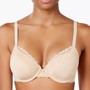 Natori Elegant Lace Trimmed Beige Bra 34DD
